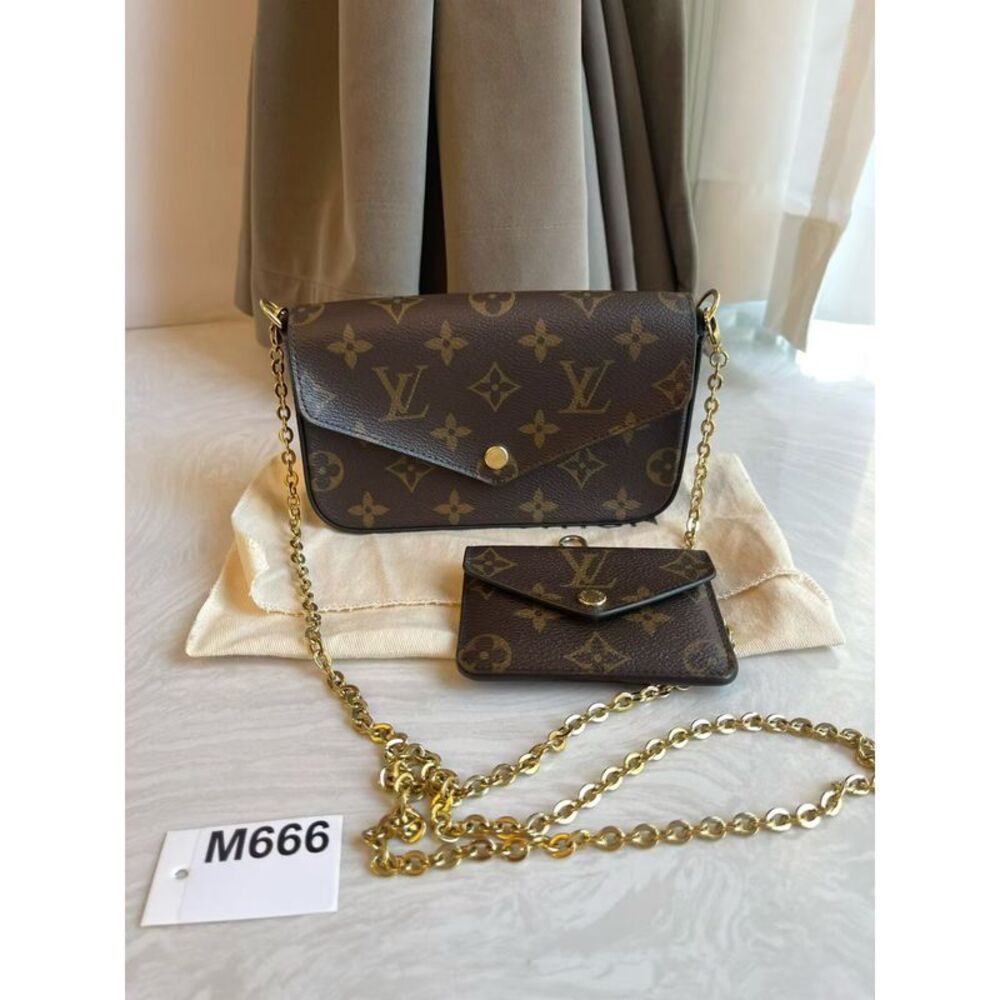 Louis Vuitton Monogram Brown and Gold Crossbody Wallet Set